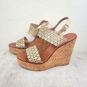 Tory Burch Flower Platform Wedge Sandals